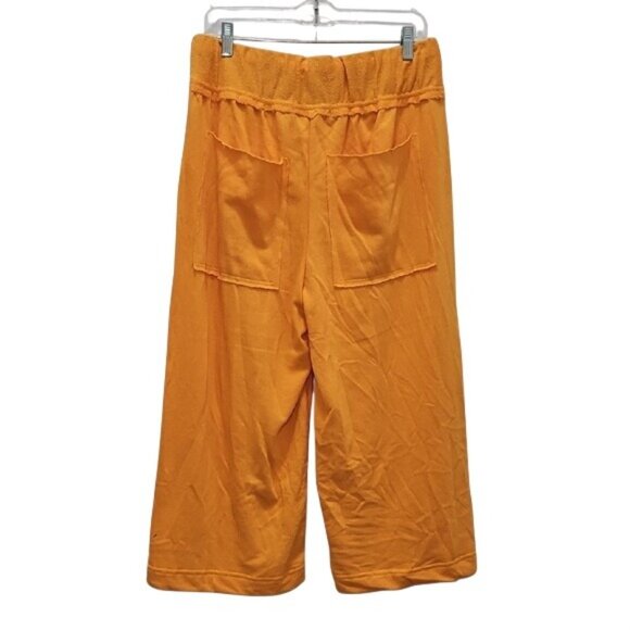 Free People Beach Wide Leg Cropped Flowy Fleece Pants Large New Flowy Lounge - Picture 5 of 8